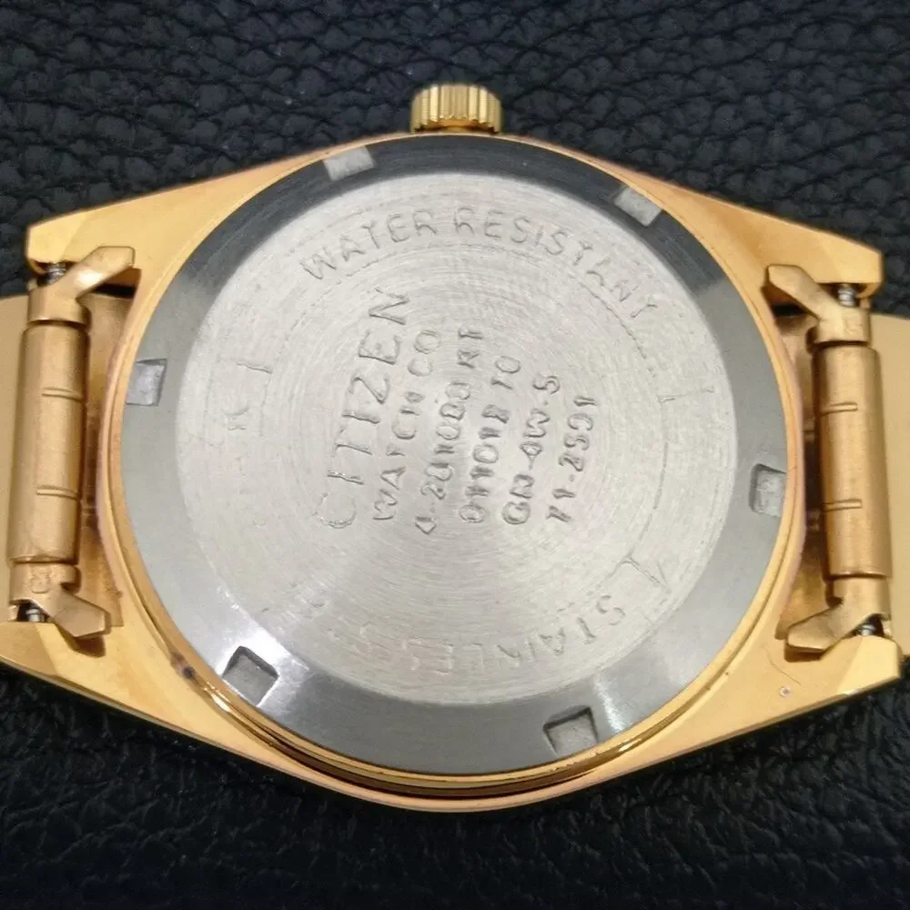Vintage 1984 Citizen Automatic Mens Gold Watch W/daydate & Black accents